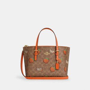 Mollie Tote Bag 25 In Signature Canvas With Orange Print